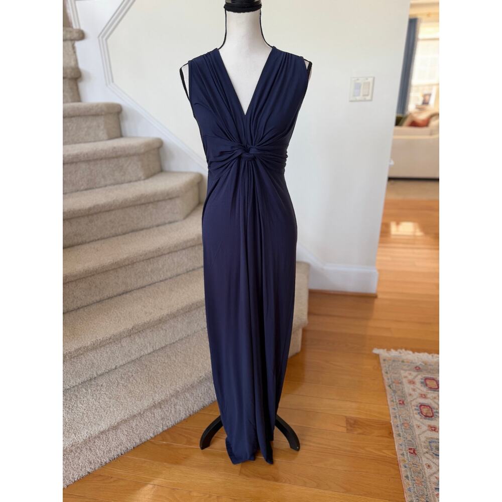Seraphine Jo Knot Front Maternity Maxi Dress Navy Blue